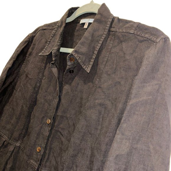 Strenesse Blue charcoal 100% linen button down peplum shirt top 8 - Picture 3 of 3